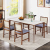 Set of 2 Rattan Dining Chairs Wooden Upholstered Kitchen Chairs-Brown