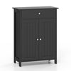Bathroom Floor Cabinet Freestanding Storage Organizer w/2 Doors-Black