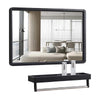 Bathroom Metal Frame Mirror Wall Mounted Mirror with Cosmetics Towel Shelf Rack