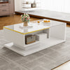 90cm Modern Glass Coffee Table Center Table With LED Light Storage Compartment