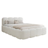 Upholstered Double Bed 4ft6 with Velvet Headboard and Sturdy Wooden Slats, Beige
