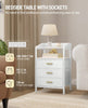 LED Bedside Table 3 Drawers Storage Cabinet Nightstand with Charging Station