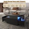 Coffee Table with LED Lights Wood 2 Drawers Storage Center Table for Living Room