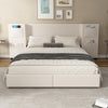 4ft6 Double Velvet Bed Frame with Headboard with Storage Pockets & Drawers Beige