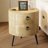 Round Side Table with Drawers Night Stand Storage Accent End Table Bedside Table