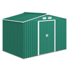 9 x 6FT Galvanised Garden Storage Shed with Sliding Door, Green