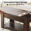 Brown Coffee Table with Lift Top Storage Shelf Wood Modern Living room