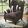 Accent Chair Wingback Armchair Retro Tufted Club Wood Fabric, Brown