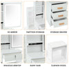 Large Vanity Desk with Mirror and LED Light Makeup Desk with Drawers and Bekhyem
