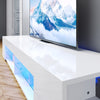 135 160 180cm High Gloss White TV Stand Cabinet Storage Shelves with LED Lights