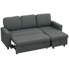 3 Seater L-Shape Pull Out Sofa Bed - Dark Grey Reversible Chaise Corner Couch