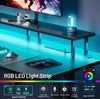 Gaming Desk with LED Lights & Power Outlet, Computer Desk with Monitor Stand