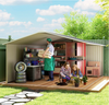 Metal Garden Storage Shed Large Summer Tool House Foundation Kit Lock Doors Unit