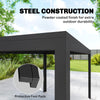 Garden Table and Chairs Set 6, Outdoor Dining Set with Umbrella Hole, Black