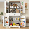 Kitchen Pantry Tall Freestanding Storage Cabinet with Drawer, and Door Shelves
