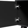 Minimalist Black TV Cabinet 180cm with Doors, Storage Drawers & Solid Wood Legs