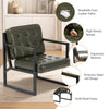 Modern Faux Leather Accent Chair Button-Tufted Design 110° Recline & Metal Frame