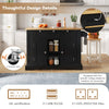 Kitchen Island Storage Trolley Cart with Drop Leaf, Drawers & Spice Racks, Black