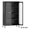 5-Tier Tall Kitchen Pantry with Adjustable Shelves and Semi-Transparent Doors-Bl
