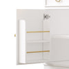 Kitchen Tall Storage Cabinet w/ LED Lights, Countertop, 6 Drawers & Glass Doors