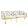Modern Velvet Sofa Bed 2 Seater Click Clack Sofa Settee Recliner Couch White