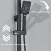 Exposed Shower Taps Mixer Valve Black Bathroom Square Twin Head Bar Shower Set