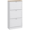 Narrow Shoe Cabinet w/ 3 Flip Drawers for 12-18 Pairs of Shoes White