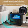LED Side End Table Storage Nightstand Smart Bedside Table Cabinet Living Room
