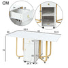 Folding Dining Table Rolling Drop Leaf Table with Drawers Cabinet Kitchen Table