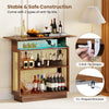 Rattan Bar Table with 3 Stemware Racks & 3-Tier Shelves