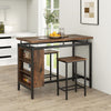3 Pcs Dining Table Set Antique Counter-Height Dining Table & 2 Bar Stools
