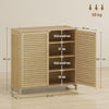 Bamboo Shoe Cabinet with Louvered Doors, 14 Pairs Footwear Cupboard for Hallway