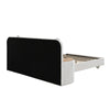4ft6 Double Upholstered Bed With Wide Headboard & Bedside Tables, Velvet, Beige