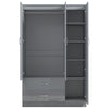 High Gloss Wooden 3 Door Wardrobe with Drawers and Mirror Bedroom Storage