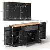 Sideboard Kitchen Cabinet with Drawer, Shelf Doors & Adjustable Shelves, Black