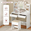 White Dressing Table Vanity Makeup Desk with Dimmable LED Bulbs Mirror 2 Drawers
