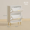 Slim Shoe Storage Cabinet with 2 Flip Drawers for Hallway, White