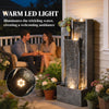 Water Feature with LED Lights, 3-Tier Garden Water Fountain with Pump, Dark Grey