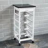 4 Tier Kitchen Basket Storage Trolley Rack Fruit Vegetable Organiser Shelf White