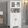Freestanding Pantry Storage Cabinet w/Glass Doors,Adjustable Shelves,Tall Cupboa