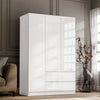 High Gloss 3 Door 2 Drawers Wardrobe With Shelves Storage Bedroom Furniture