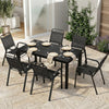 7 Pcs Outdoor Dining Set with Umbrella Hole, Garden Table and Chairs Set for 6