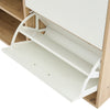 Hallway Entryway Storage Unit with Mirror, Drawer, Flip-Down Doors & Shoe Bench