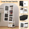 Jewelry Cabinet with Full Length Mirror & Drawer & Wheels, 360° Rotating
