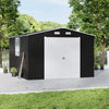 12 x 10FT Galvanised Garden Tool Storage Shed with Lockable Door, Double Windows