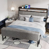 LUXURY GREY FABRIC BED FRAME SET UPHOLSTERED WITH HEADBOARD 4FT6 DOUBLE Jawiwpiv