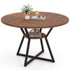 Farmhouse Kitchen Table 118CM Round Dining Table for 4-Brown