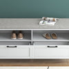 Shoe Storage Bench w/ Removable Cushion, Open Compartments & Drawers Refurbished