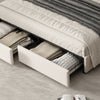 4ft6 Double Velvet Bed Frame with Headboard with Storage Pockets & Drawers Beige