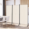 3 Panel Rolling Fabric Room Divider Folding Privacy Dividers with Wheels